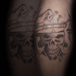 #tattoo#skull#tats#ink#inked#smoke#smoker#amry#war#is#hell#tatts
