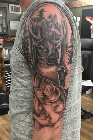 Reworked the deer an mountain then added to the rest if the arm