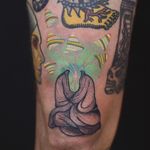 Tattoo by Dzo Lama #DzoLama  #besttattoos #besttattoo #best #favorite #monk #mushrooms #nature #buddha #psychedelic #surreal #trippy #color #illustrative