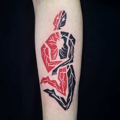 Tattoo by Uve #Uve #redinktattoos #redink #color #body #illustrative #heart #graphic #abstract #surreal