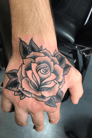 Traditional Black and Grey Rose 