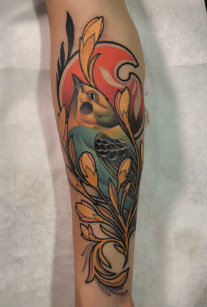 Bird tattoo tangara multicolor
