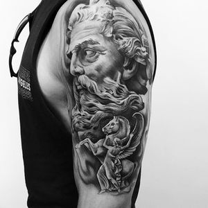First tattoo of Zeus, Angel and Pegasus will be continuing the Greek/mythological theme across my chest and down my arm. ⚡⚡