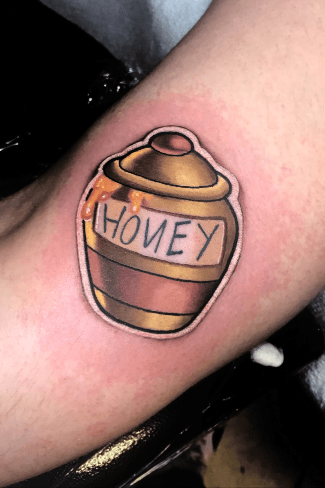 Tattoo uploaded by Adam Corbell  Winnie the Pooh Honey Pot on the inside  of my arm Done by Rocky Brooks  Tattoodo