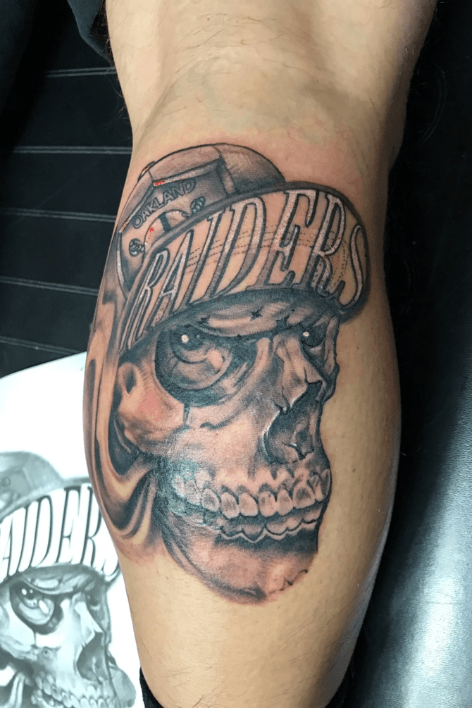 Raiders Skull Tattoo On Biceps