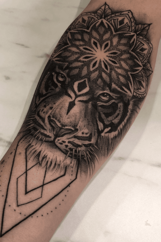 Tattoo uploaded by Joey Blackwork • #tiger #blackandgrey #mandala #linework  #dotwork • Tattoodo