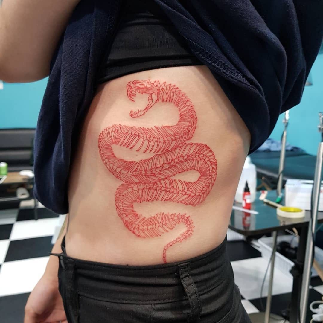 Red Snake Tattoo  Red tattoos Arm tattoos snake Snake tattoo design