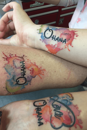 Ohana watercolor matching tattoos