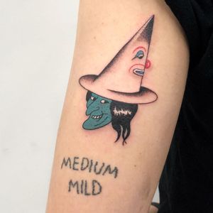 Tattoo by Mike Elmo aka dadstabs #MikeElmo #dadstabs #clowntattoos #clown #funnytattoo #funny #humor #lol #joker #witch #duncecap #illustrative