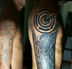 Biomech freestyle on design freehand cover up unfinish jtattoo newbie ph :)