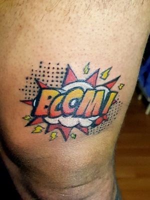 Boom! Estilo pop art#BOOM #tattoo #chile #pop #red #color #santiago #ink #intenze #autotattoo #flash #yellow #orange #tattooart 