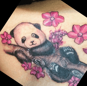 Panda tat w/cherry blossoms