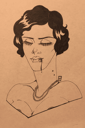 Vamp chick. #vampire #sketch #AspiringTattooArtist #neotraditional #illustration #1920s 