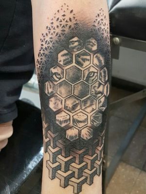 Tiger and Geometry Blackwork (Coverup)