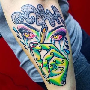 Tattoo by Nicole Meyerson #NicoleMeyerson #weedtattoos #weedtattoo #weed #420 #ganja #maryjane #green