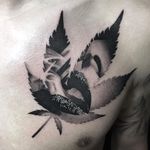 Marijuana leaf smoke tat