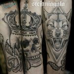 Skull and Wolf by Stefania Gala  #newtraditional #neotraditionaltattoos #neotraditional #tatuaggiroma #ritratti #italiantattooartist #healedtattoo 