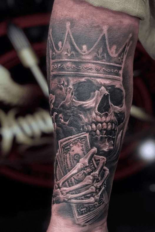 money and skulls tattoos