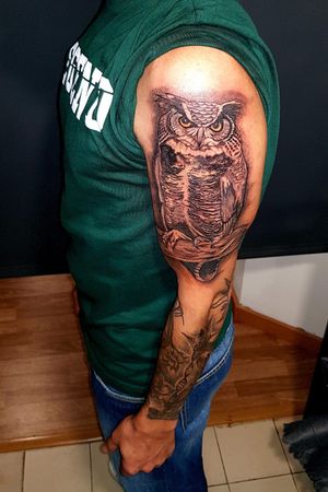Owl tattoo missing the background still in progress..My work