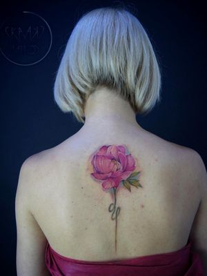 Peony for cute girl #peonies #flowertattoo #pinkflower #girlytattoos #watercolortattoo #illustrative #tattooink #tattooinmoscow #inkedgirl 