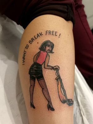 Traditional Freddy Mercury wants to break free! #tattoo #freddymercury #traditionaltattoo #traditional #traditionalamerican #quen 