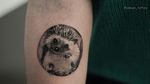 Miniature tattoo of hedgehog by tattoo artist Alexei Mikhailov #tattoohedgehog #miniaturetattoo #tattoorealism