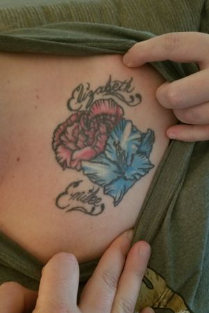 Birth flowers and names for my daughters, Elizabeth and Emilee