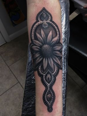 Freehand flower/ornate forearm tattoo 