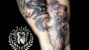 Snake tattoo grey neo-traditional