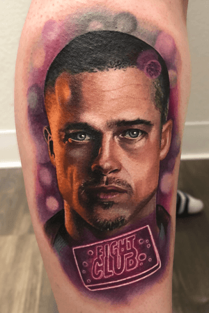 Color realistic Portrait of Brad Pitt/ Tyler Durden from fight club.
