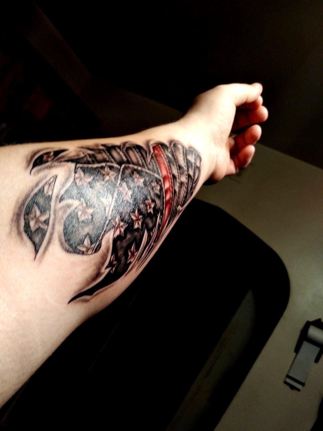 Tattoo uploaded by Cameron Swartz • Thin Red Line tattoo • Tattoodo