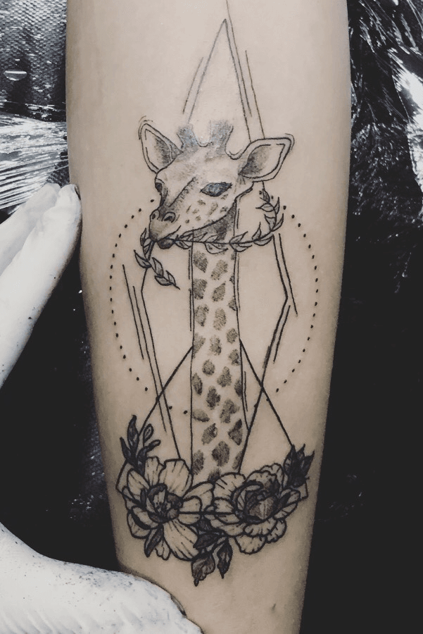 Geometric Giraffe Tattoo for Girls Tattoo Idea