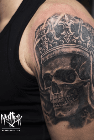 Death king #skull #king #crown #realism #blackandgrey #mattinktattoo #tattoo #ink 