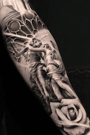 The start of my sleeve, realistic black and white.