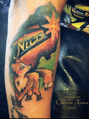 Little foxy. A special tattoo inspired in the son of my client.  #fox #foxtattoo #colortattoo 