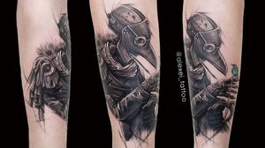 Tattoo Doctor Plague, black realistic tattoo. #tattooartist #doctorplague #blacktattoo #realistictattoo #detailwork #alexeimikhailov