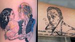 Tattoo on the left by Mick Hee and tattoo on the right by 92 Noise #MickHee #92Noise #tattoosoffamouspeople #famouspeopletattoos #famous #portrait #people