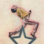 Tattoo by Shannon Perry #ShannonPerry #tattoosoffamouspeople #famouspeopletattoos #famous #portrait #people #freddymercury #realism #realistic #singer #color