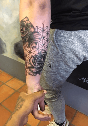 Rose tattoo and flower of life 