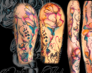 Watercolor tattoo by Cat Ink - - - #tattoo #tatuaggio #italiantattoo #ink #tattoos #inked #inkedgirls #inktober #tattooed #tattooer #italiantattooartist #traditionaltattoo #realtattoos #watercolor #colortattoo #tattooist #inklife #art #artoftheday #coloredtattoo #inkinspiration #tattooinspiration #thebesttattooartists #tattoodo #tattoolove #mustcrew
