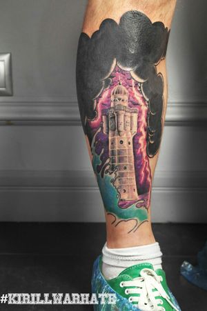 2016 Feb #lighthouse #experementaltattoo #loldschool #oldschooltattoo #realism #realistictattoo #flashes #coverup 