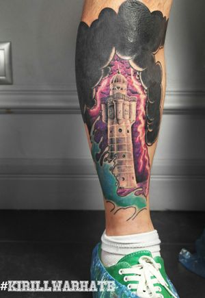 2016 Feb #lighthouse #experementaltattoo #loldschool #oldschooltattoo #realism #realistictattoo #flashes #coverup 