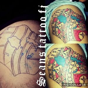 Fiji island tattoo with fijian tapa for my friend Sandeep Singh For more details and bookings call 9635678 or inbox Viber8762947