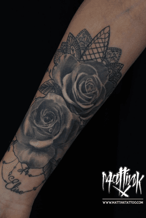 Roses, mandala tattoo #realism#realistictattoo#mattinktattoo#rose#ink#tattoo