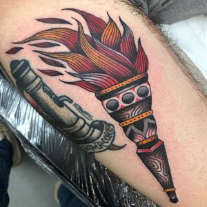 #traditional #traditionaltattoo  #flametattoos #flames #torch #torchtattoo #MattiaGiksEsposito 