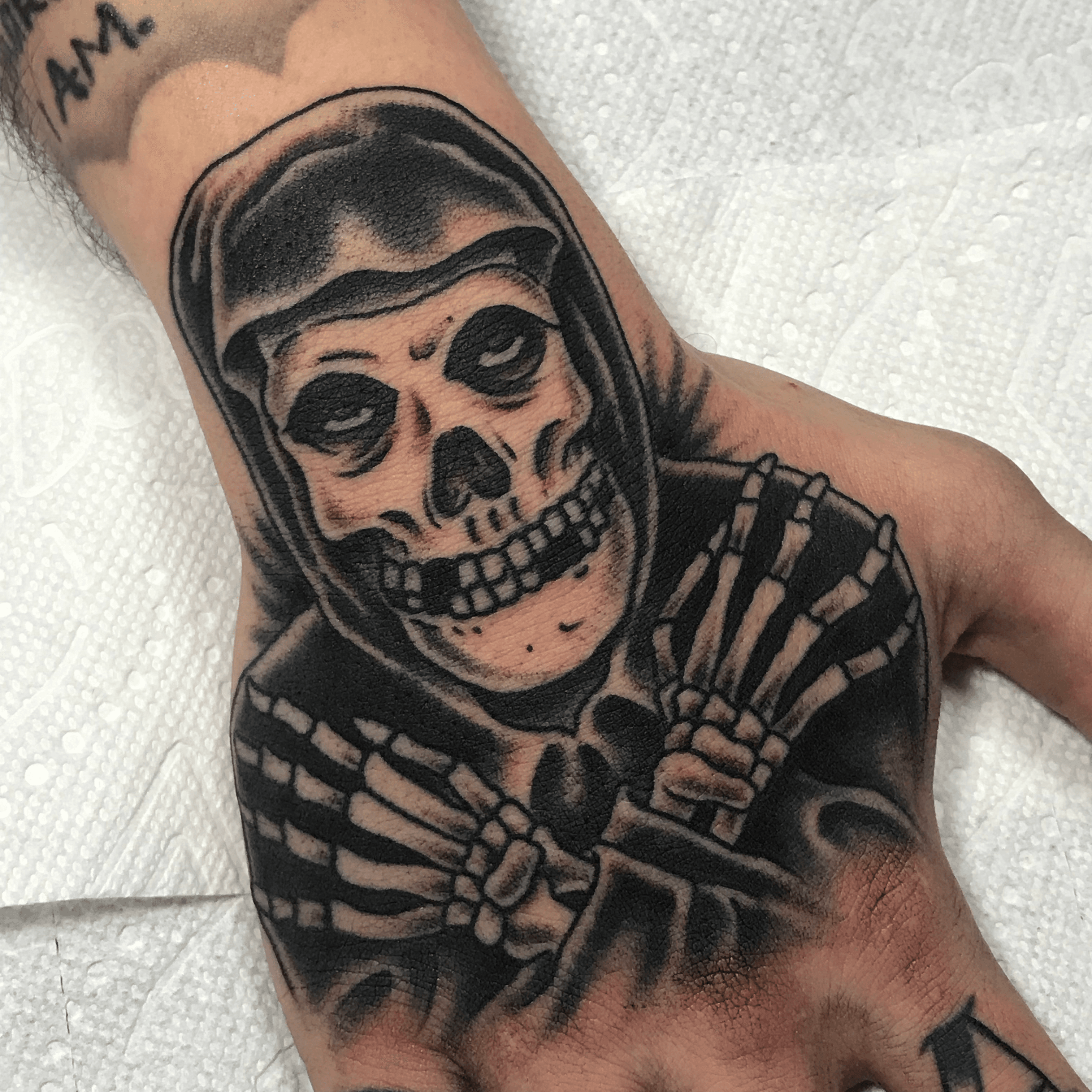 Tattoo uploaded by Sarah Calavera  Nice colors and shading in this more  realistic version of the Crimson Ghost Tattoo by Cody Holyoak TheMisfits  punk crimsonghost horror classicmovie band skull fiendclub  colorrealism 