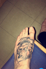 #foot #onimask #oni #blackandgrey #tattoo