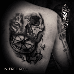 Half face #tiger #skull #tattooart #tattooartist #kompass #art 