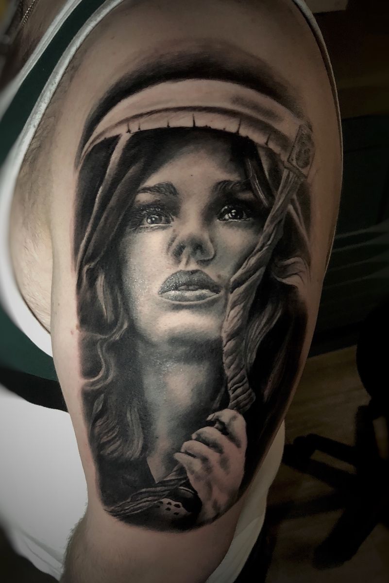 Tattoo uploaded by Jamie blackbourn • Lady reaper 💀 • Tattoodo