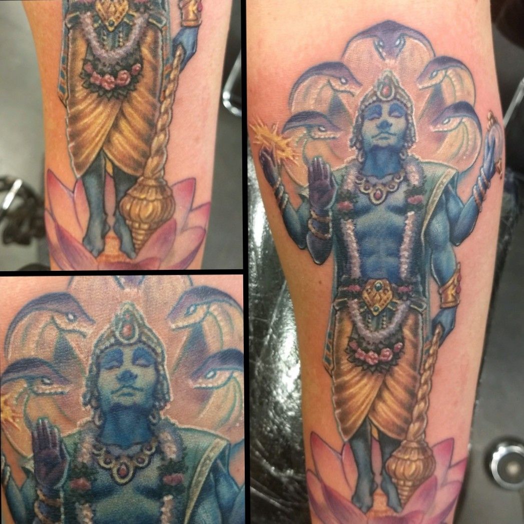 Lord Vishnu Tattoo by Akash Chandani The lord of peace and truth Vishnu  is the Preserver His man  Krishna tattoo Tattoo designs wrist Small  tattoos for guys
